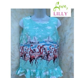 Love Lilly size Small tank graphic flamingo cotton